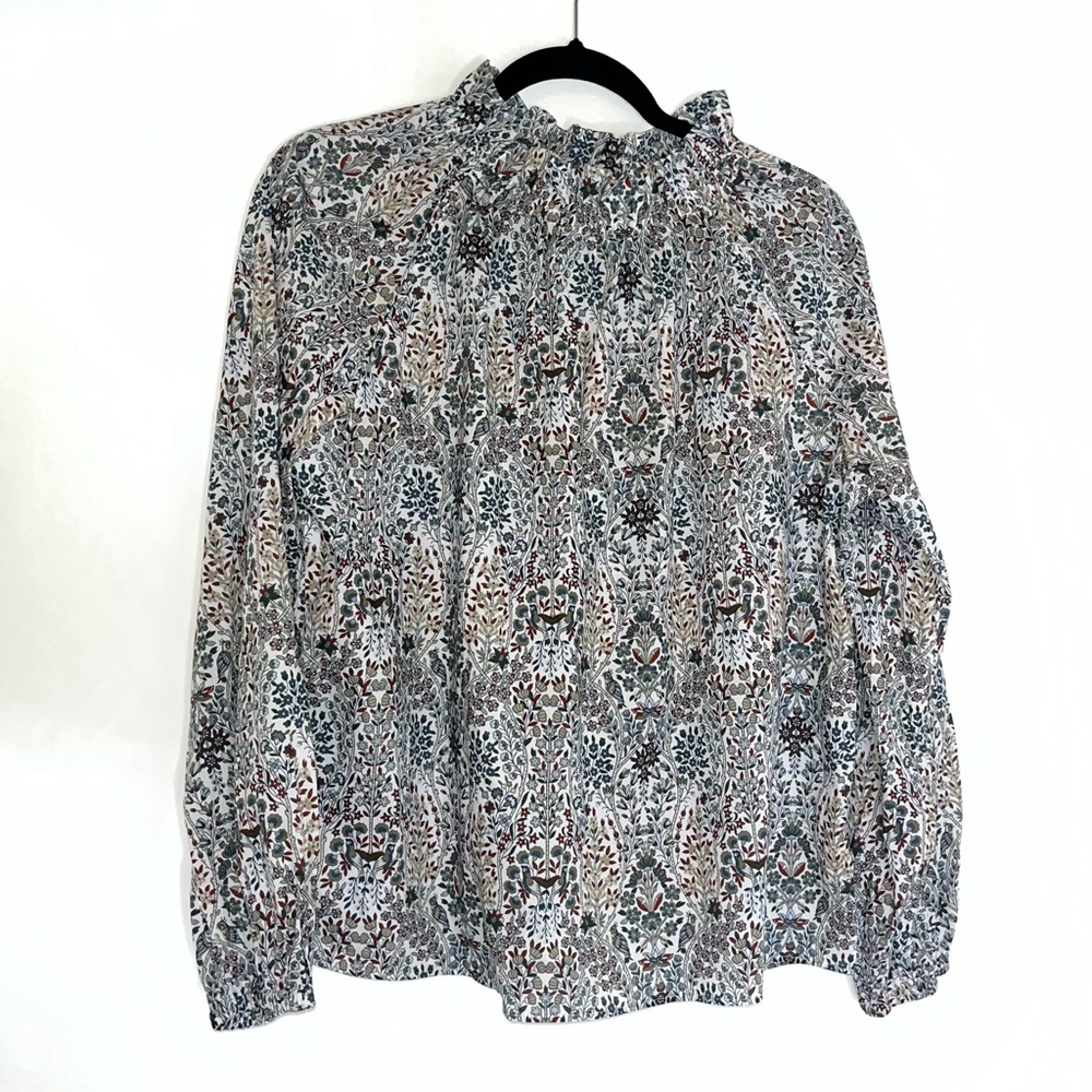 ANN MASHBURN | Floral Blouse in Ivory Bordeaux Kensington Park Print Top Medium